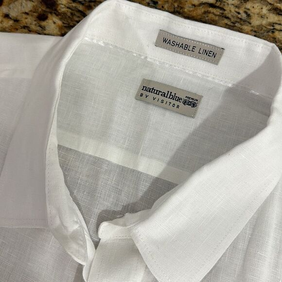 Natural Blue By Visitor Washable Linen Short Sleeve Button Down Shirt Size XL - Picture 5 of 8